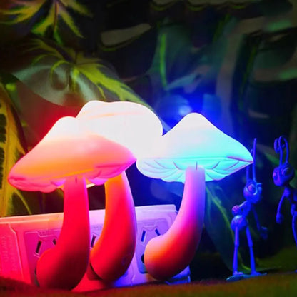 LED Night Light Mushroom Wall Socket Lights Lamp Sensor