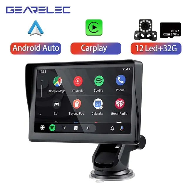 Universal 7-Inch Car Radio Multimedia Video Player with Portable Wireless Apple CarPlay and Android Auto