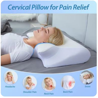 1pc Memory Foam Cervical Pillow - 2-in-1 Ergonomic Contour Orthopedic Neck Pillow for Pain Relief