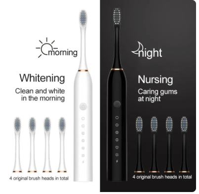 USB Charging Waterproof Electric Ultrasonic Toothbrush - Six Speed Modes, Soft Bristles, Automatic Tooth Cleaner for Adults, Home & Couples Set