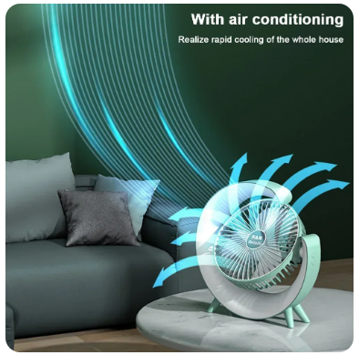 Portable USB Rechargeable Fan with LED - 7 Colors, 180° Adjustable, 3 Speeds, Mini Fan for Summer Camping - Compatible with Xiaomi