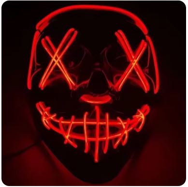 LED Neon Mask - Glow in the Dark Halloween Masque | Horror Party Cosplay Prop for Adults