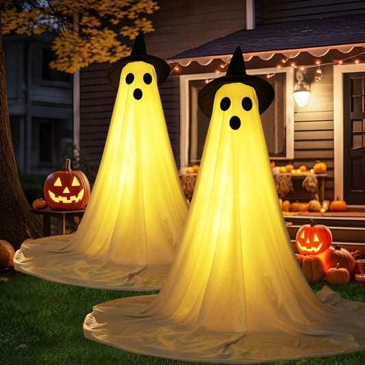 Halloween LED Glow Ghost Lights – Indoor & Outdoor Hanging Decoration | Haunted House Horror Props | 2024 Edition