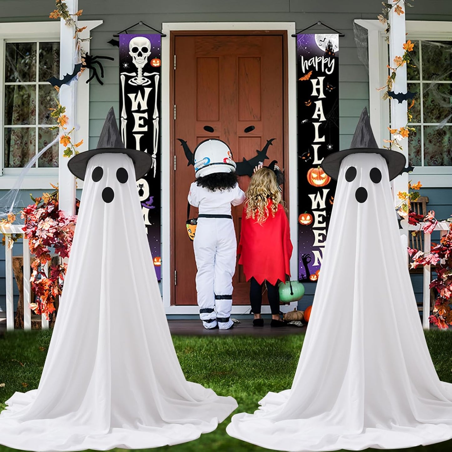 Halloween LED Glow Ghost Lights – Indoor & Outdoor Hanging Decoration | Haunted House Horror Props | 2024 Edition