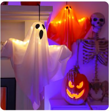 Halloween LED Glow Ghost Lights – Indoor & Outdoor Hanging Decoration | Haunted House Horror Props | 2024 Edition