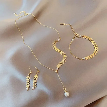 Elegant Zircon Pearl Jewelry Set