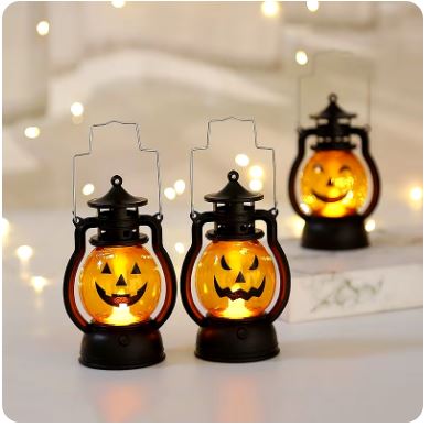 Halloween Pumpkin Lantern - Handheld LED Lamp | Vintage Kerosene Style Table Light for Home, Camping, Garden, and Yard Decor